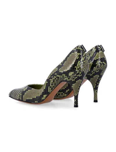 Miu Miu Python-print Ayers Leather Pumps With 85 Mm Heel In Green