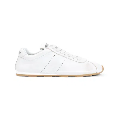 Miu Miu Plume Sneaker In Ivory Leather Women In Multi