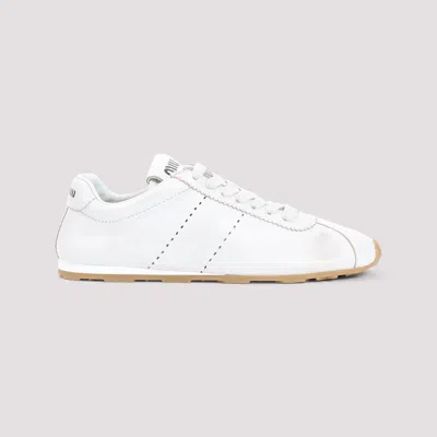 Miu Miu Plume Sneaker In Ivory Leather Women In Multi