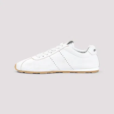 Miu Miu Plume Sneaker In Ivory Leather Women In Multi