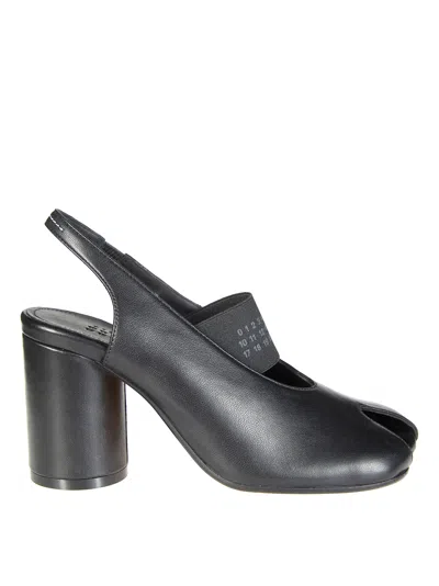 Mm6 Maison Margiela Sculpted Slingback Sandals With Tabi Split Toe And 8 Cm Heel In Black