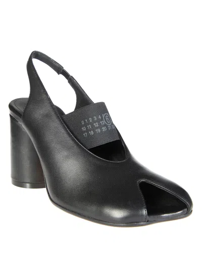 Mm6 Maison Margiela Sculpted Slingback Sandals With Tabi Split Toe And 8 Cm Heel In Black