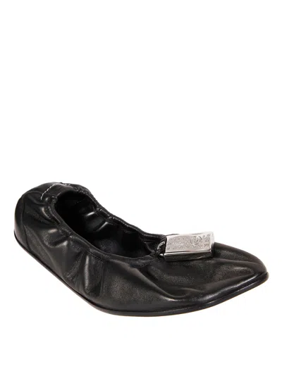 Mm6 Maison Margiela Soft Leather Ballerina Flats With Gathered Edging In Multi