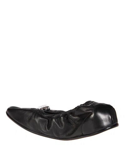 Mm6 Maison Margiela Soft Leather Ballerina Flats With Gathered Edging In Multi