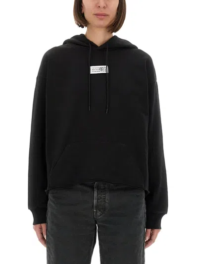 Mm6 Maison Margiela Mm6 By Maison Margiela Relaxed-fit Cotton Hoodie With Adjustable Drawstring In Blue