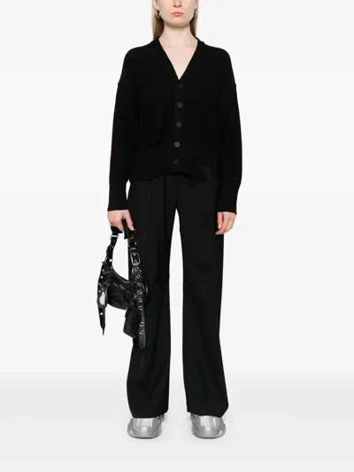 Mm6 Maison Margiela Mm6 By Maison Margiela Relaxed Fit Black Wool Knit Cardigan