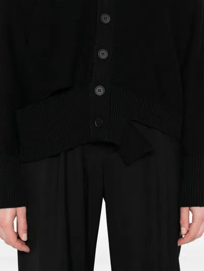 Mm6 Maison Margiela Mm6 By Maison Margiela Relaxed Fit Black Wool Knit Cardigan