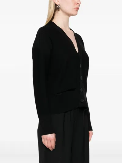 Mm6 Maison Margiela Mm6 By Maison Margiela Relaxed Fit Black Wool Knit Cardigan