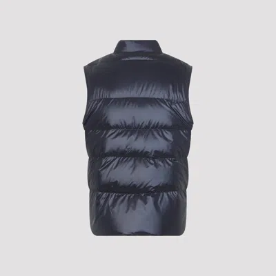 Moncler Restigo Quilted Vest With Logo Patch In Blue