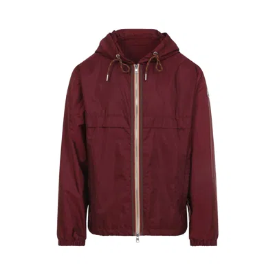 Moncler Hooded Jacket With Adjustable Hood For Men In Burgundy