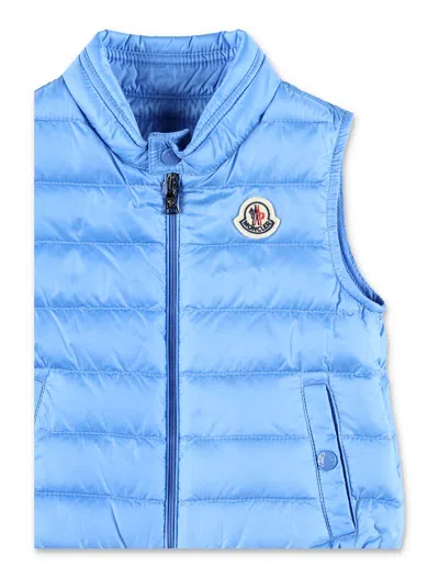 Moncler Mini Down Vest With Packable Design In Blue