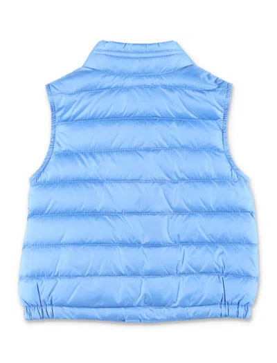 Moncler Mini Down Vest With Packable Design In Blue