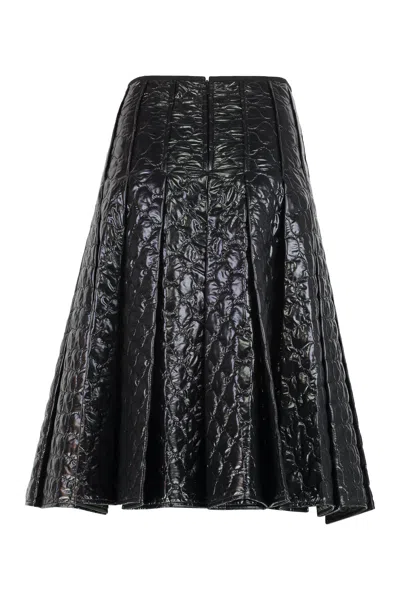 Moncler Gonna Midi Padded With Quilted Checkered Pattern In Black