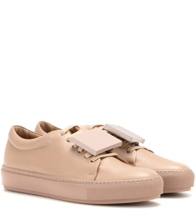 Acne Studios Adriana Turnup Leather Sneakers In Dusty-pink | ModeSens