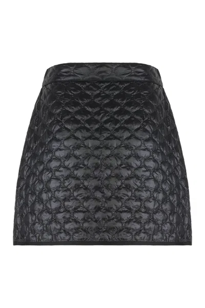 Moncler Quilted Mini Skirt With Wallet Closure In Blue