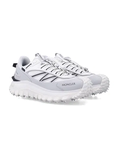Moncler Light Grey Real Leather Trailgrip Gtx Low Top Sneakers In Gray