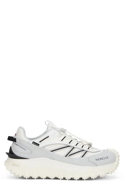 Moncler Light Grey Real Leather Trailgrip Gtx Low Top Sneakers In Gray