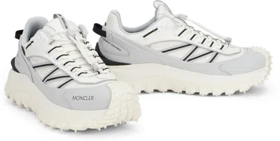 Moncler Light Grey Real Leather Trailgrip Gtx Low Top Sneakers In Gray