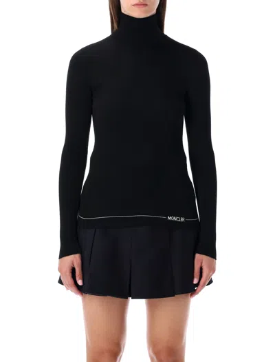 Moncler Fitted Turtleneck Knitwear Long Sleeves In Black