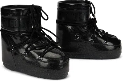 Moon Boot Mini Glitter Low Icon Boot In Black
