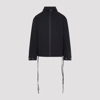 Mordecai Layered Jacket Point Collar Adjustable Drawstrings In Black
