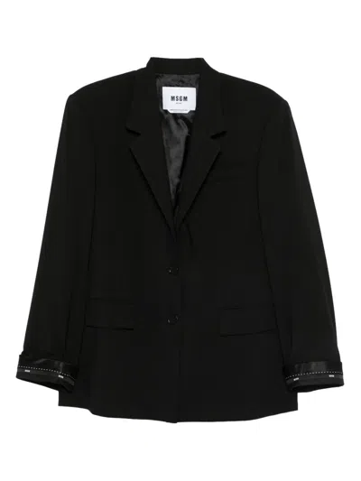 Msgm Button-front Long Sleeve Jacket With Cuff Details And Pockets In Black
