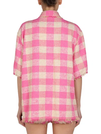 Msgm Classic Check Pattern Jacket For Women In Pink