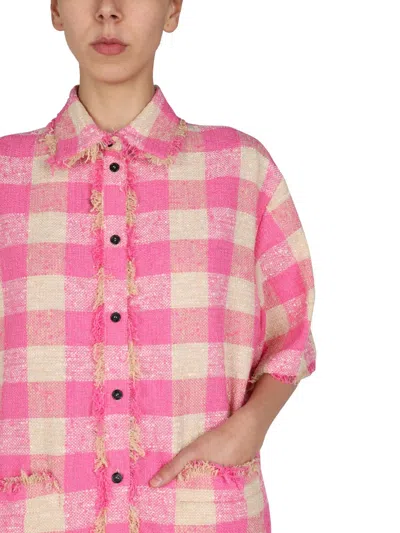 Msgm Classic Check Pattern Jacket For Women In Pink
