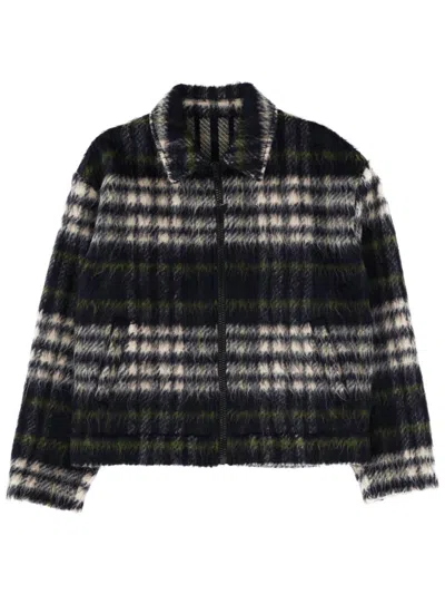 Msgm Check-pattern Zip-up Jacket In Black