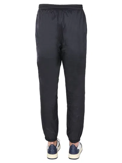 Msgm Casual Black Jogging Pants With Elastic Waistband And Side Logo In Black