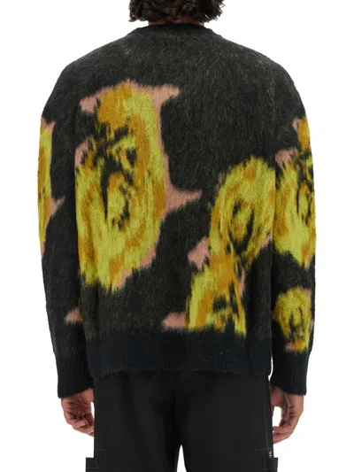 Msgm Underground Pixelled Roses Jersey In Black