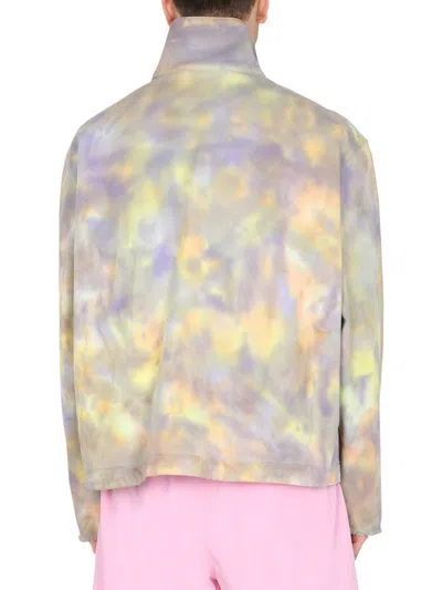 Msgm Purple Printed Regular Jacket In Purple