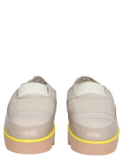 Msgm Platform Logo Patch Sneakers In Neutral