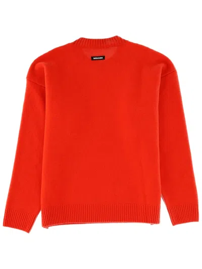 Msgm Red Merino Wool-cashmere Sweater In Orange