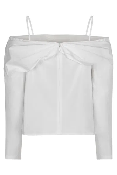 Nina Ricci Strap Detail Off-shoulder Shirt In White