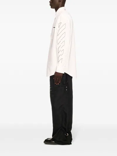 Off-white Off White Front Button Fastening Shirt With Chest Patch Pocket And Embroidered Logo In White