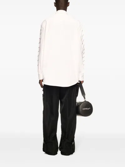 Off-white Off White Front Button Fastening Shirt With Chest Patch Pocket And Embroidered Logo In White