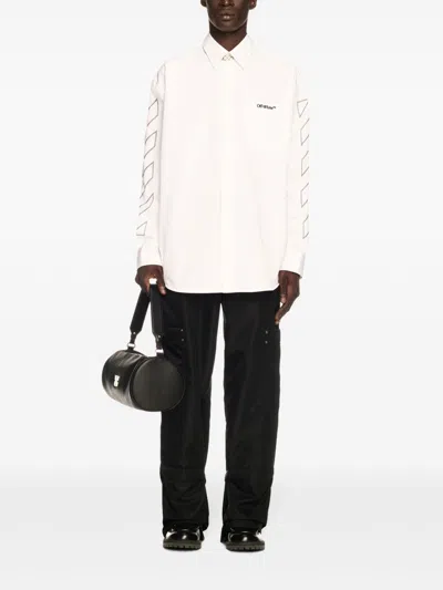 Off-white Off White Front Button Fastening Shirt With Chest Patch Pocket And Embroidered Logo In White