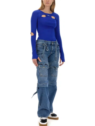 Off-white Off White Cargo Jeans In Blue