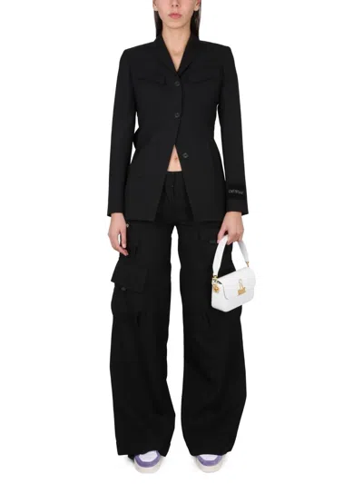 Off-white Off White Wool Single Breasted Jacket In Black