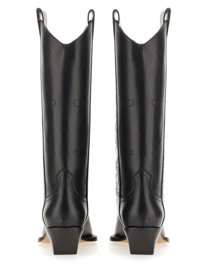 Off-white Texas-inspired Leather Walking Boots For Women In Black