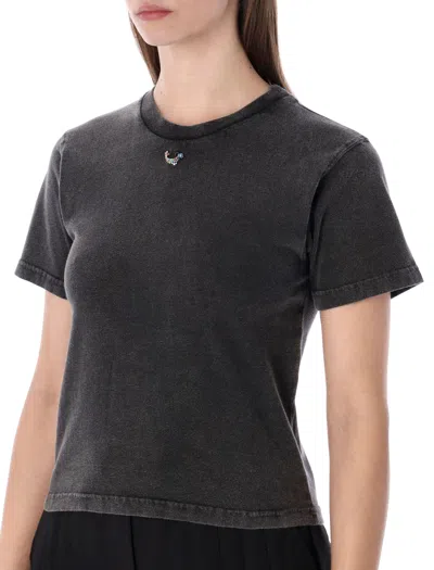 Ottolinger Pierced Fitted T-shirt In Gray