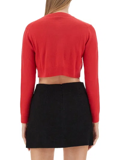 Patou Red Solid Crew Neck Sweater In Red