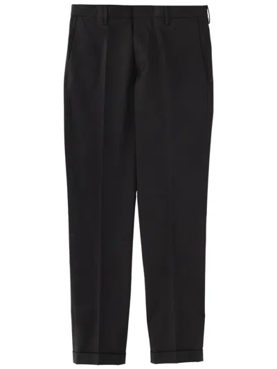 Paul Smith Cotton Tailored Trousers Belt Loops Pockets Cuffed In Black