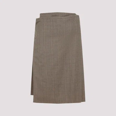 Phoebe Philo Wool Blend Midi Skirt In Brown