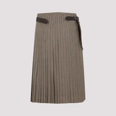 Phoebe Philo Wool Blend Midi Skirt In Brown