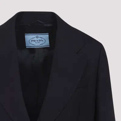 Prada Wool Jacket Notched Collar In Black