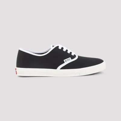 Prada Lace Up Sneakers Contrast Trim Rubber Sole In Black