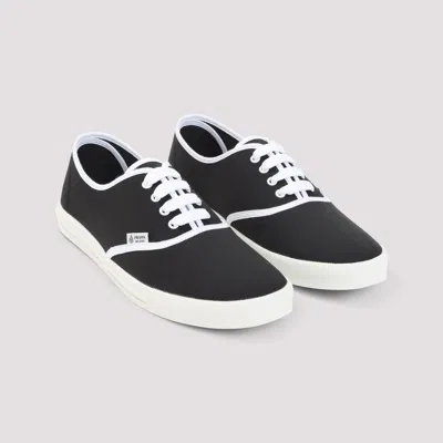 Prada Lace Up Sneakers Contrast Trim Rubber Sole In Black