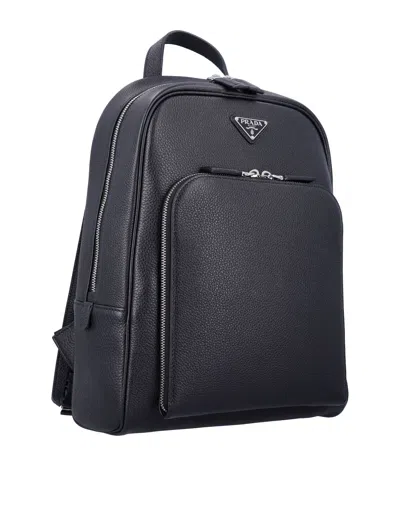 Prada Saffiano Leather Backpack In Black